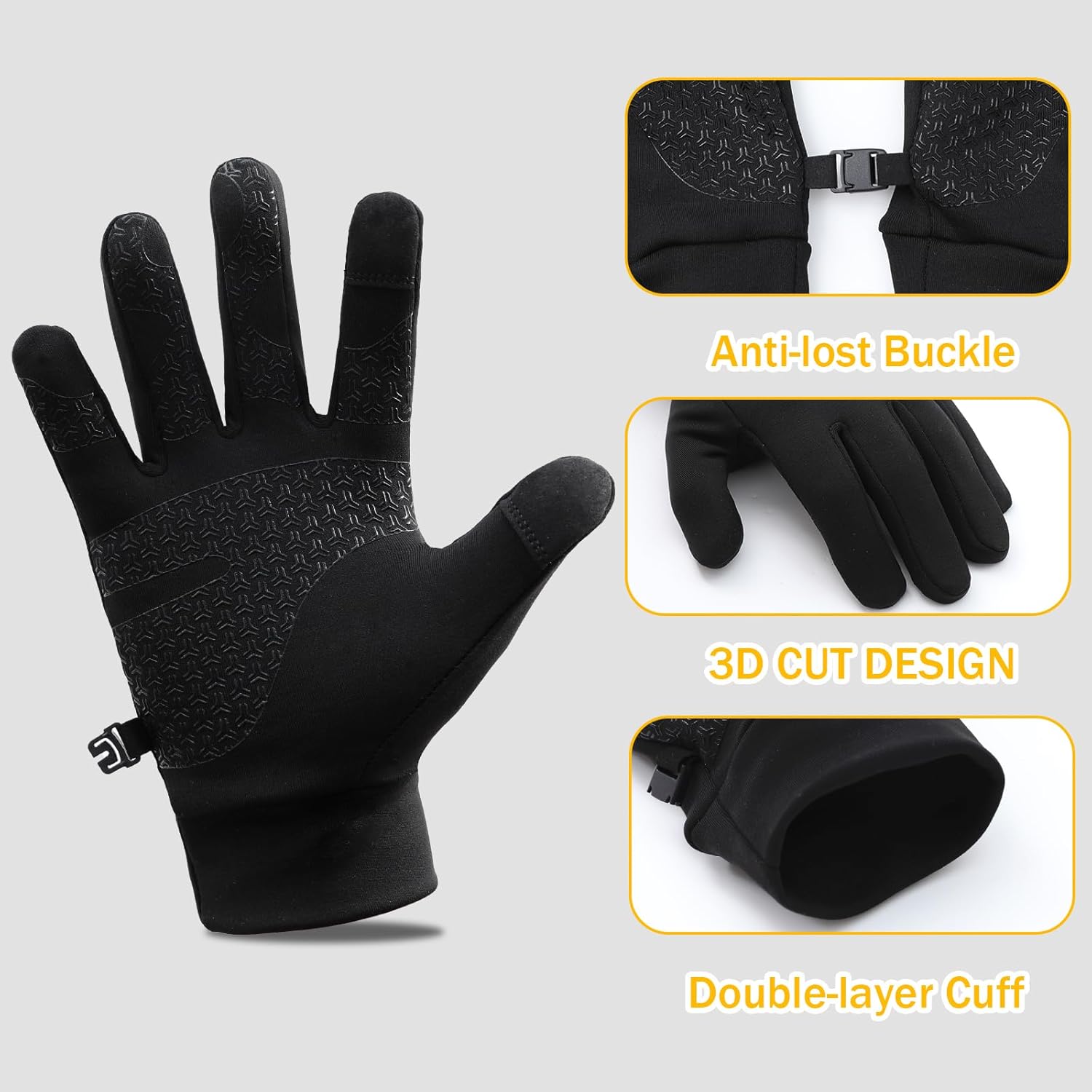 Waihoeer Running Gloves Lightweight Winter Touch screen Warm Liner Gloves Men Women for Cycling Biking Sports - Image 8