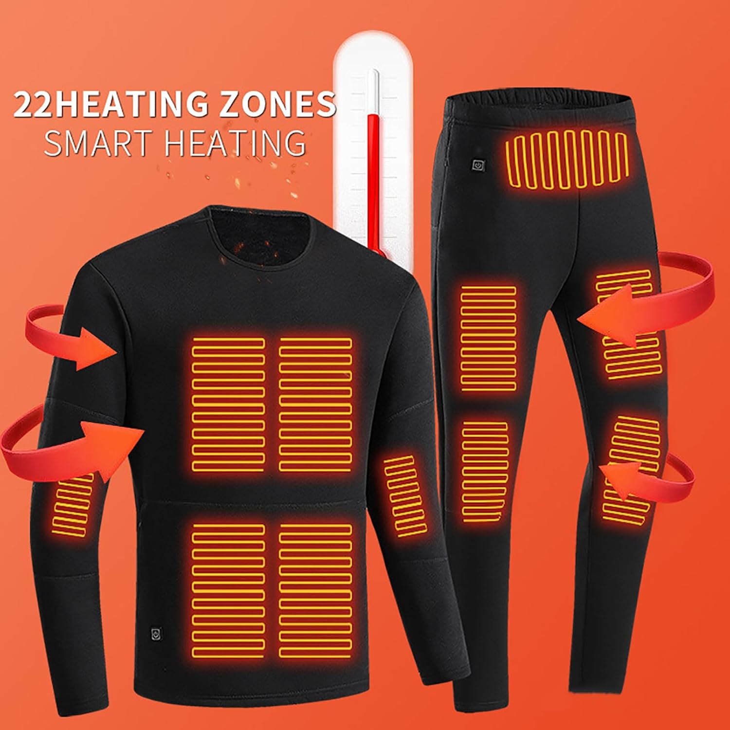 Heating Thermal Underwear, 22 Areas USB Electric Thermal Long Underwear Set Shirts and Pants, Snow Leggings for Women - Image 3