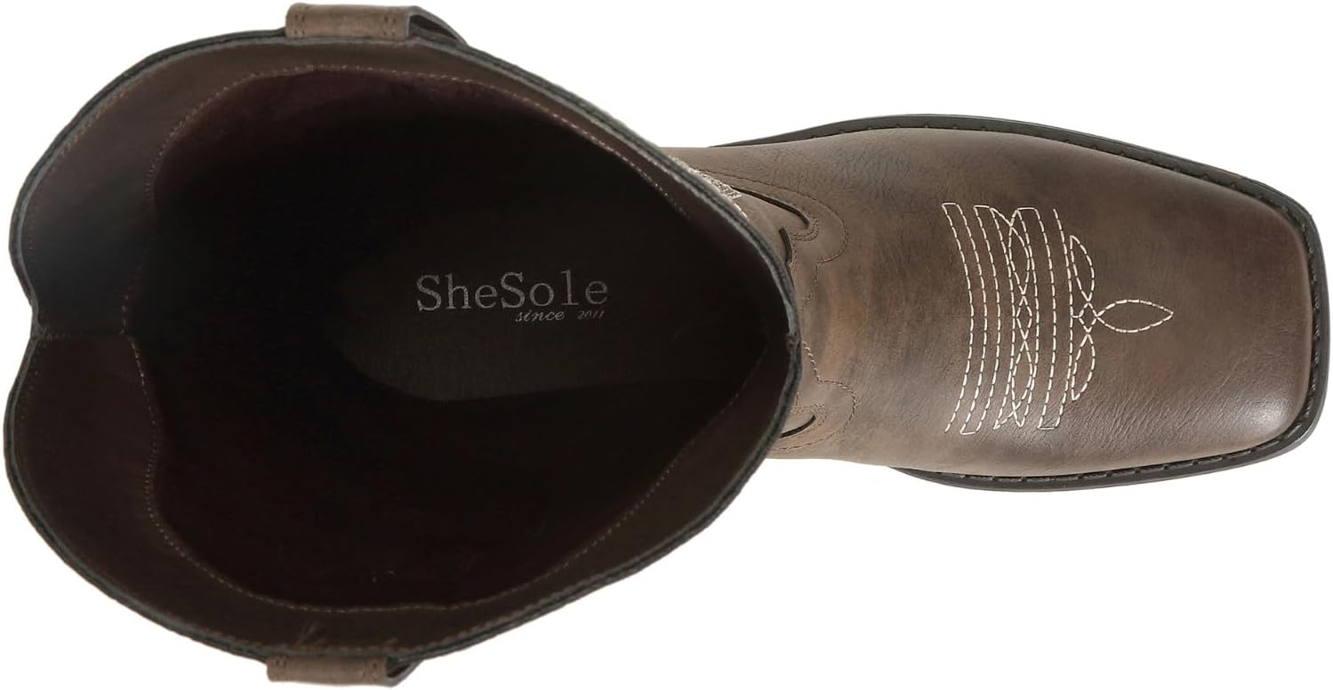 SheSole Women's Square Toe Western Cowgirl Cowboy Boots Mid Calf Embroidered - Image 5