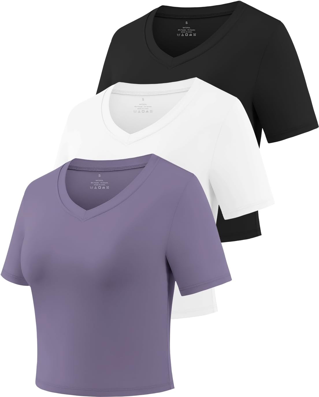 Star Vibe 3 Pack Gym Workout Crop Top Women's Activewear Sports Dry Fit Shirts Compression Slim Fit Basic Tees for Women - Image 2