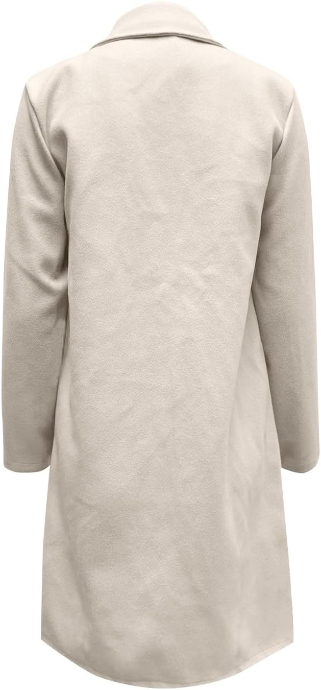 Womens Autumn Jacket Coats Casual Thicken Wool Blend Lapel Collar Single Breasted Pea Coat Plus Size Fleece Lined Button Down Elegant Outerwear - Image 4