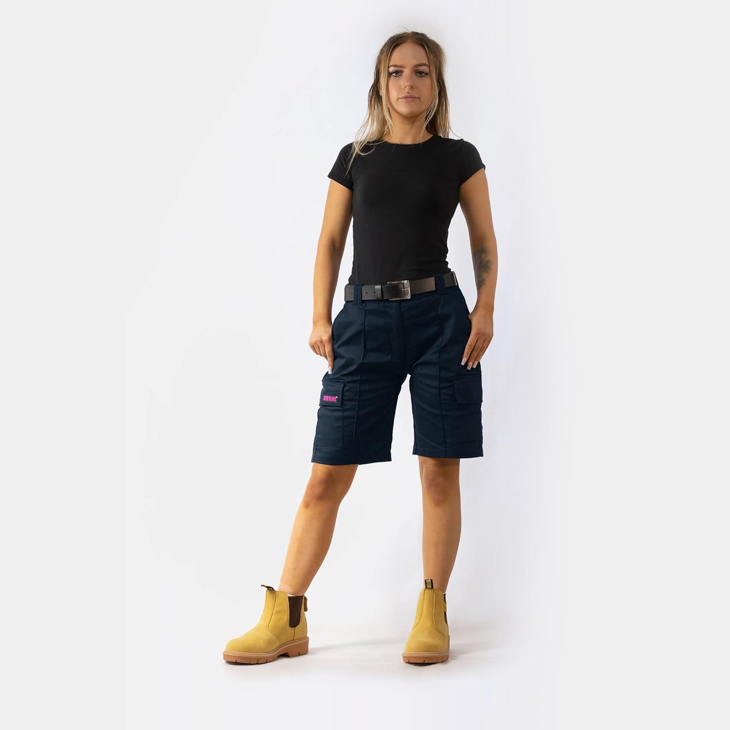 Womens Cargo Work Shorts, Workwear in Navy/Black, Sizes 6 to 20 - Image 3