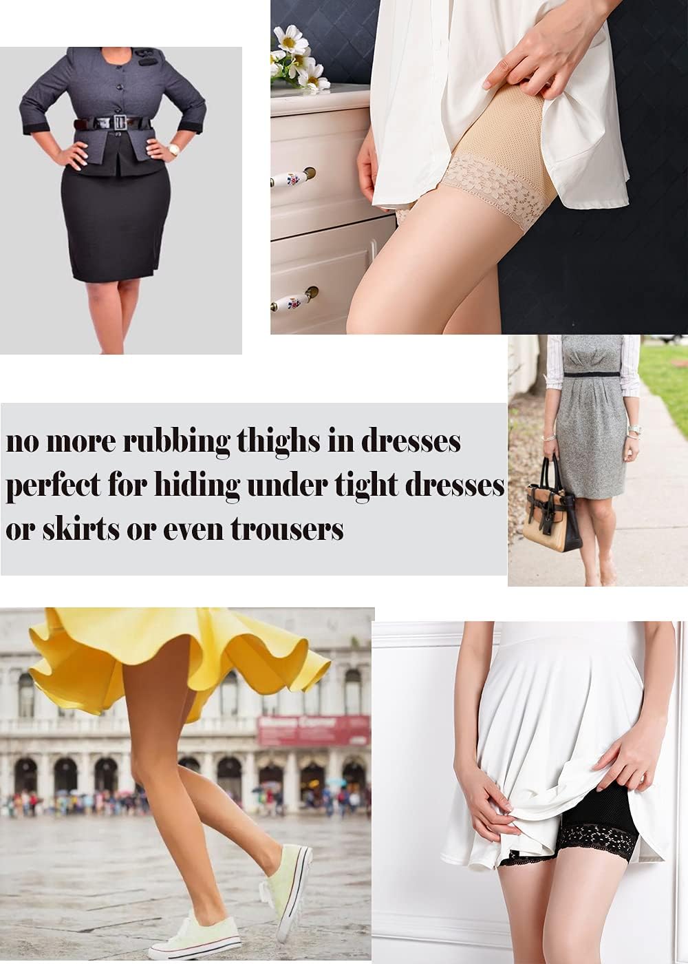 Women's Anti Chafing Slip Shorts Yoga Shorts Lace Long Leg Boyshorts Panties for Under Dress 3 Pack - Image 7