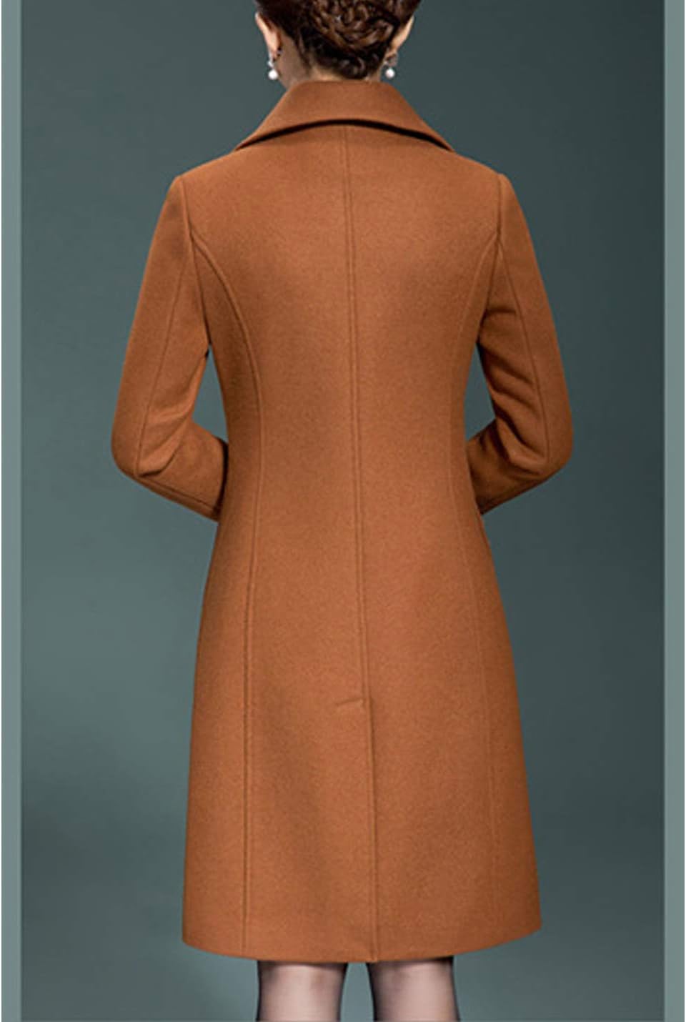 Jenkoon Women's Wool Trench Coat Winter Long Thick Overcoat Walker Coats - Image 5