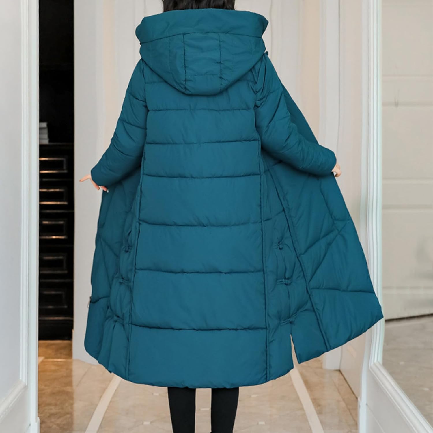 Puffer Jacket With Pockets Womens Quilted Jackets Plus Size Down Jacket Longline Coats For Women Button Womens Jacket Hooded Padded Jackets For Women Uk Zip Up Winter Jacket For Women Uk - Image 5