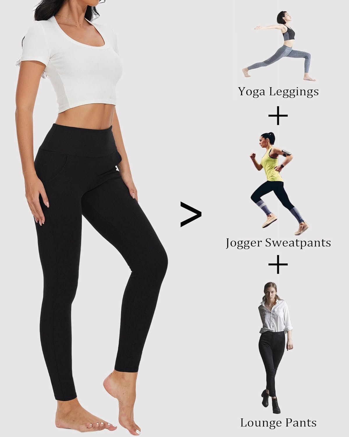 Women Thermal Leggings with Pockets Fleece Lined Warm High Waisted Leggings Thick Winter Tummy Control Yoga Running Gym Pants - Image 5