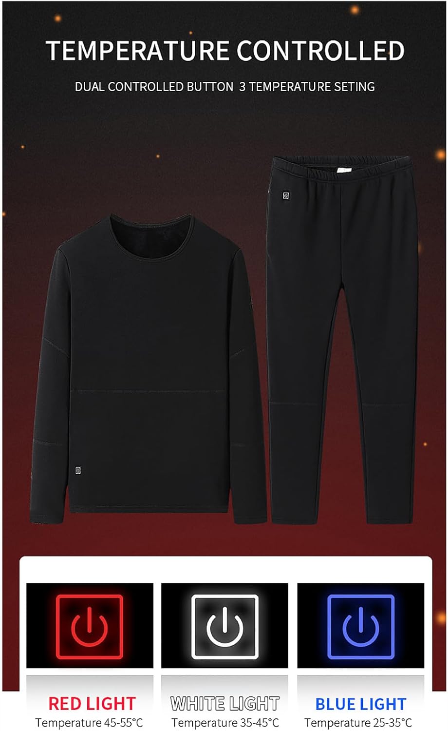 Heating Thermal Underwear, 22 Areas USB Electric Thermal Long Underwear Set Shirts and Pants, Snow Leggings for Women - Image 6