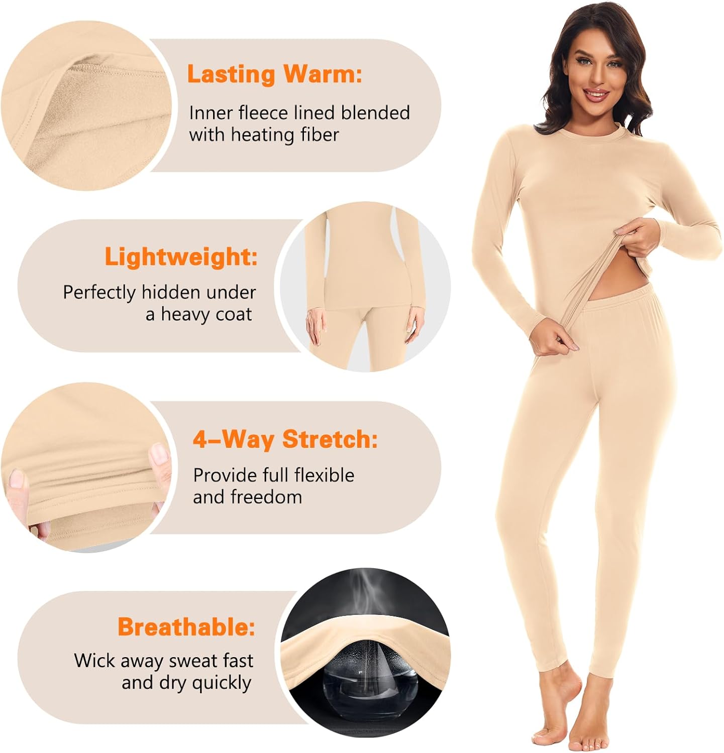 SIMIYA Women Thermal Underwear Set Base Layer Long Sleeve Top Ultra Soft Long Johns Fleece Lined Thermals Leggings for Winter Workout - Image 5