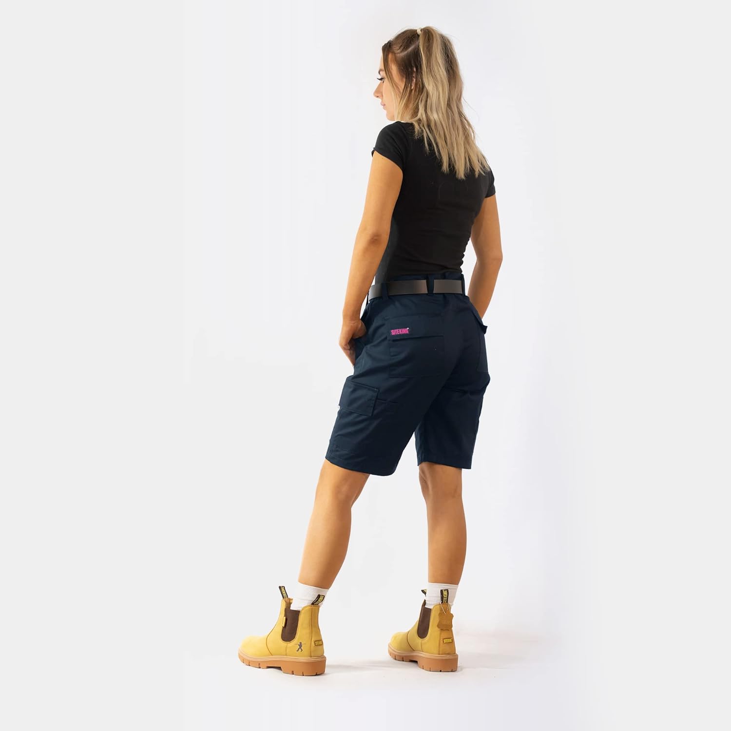 Womens Cargo Work Shorts, Workwear in Navy/Black, Sizes 6 to 20 - Image 6