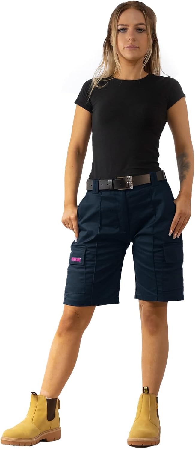 Womens Cargo Work Shorts, Workwear in Navy/Black, Sizes 6 to 20 - Image 2