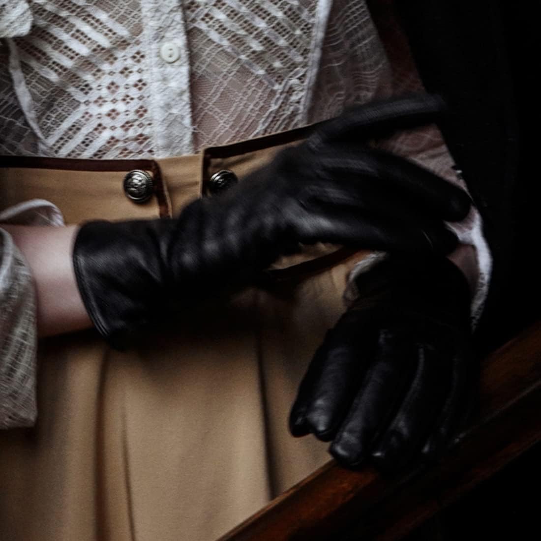 Leather Gloves Women,Winter Warm Cashmere Lining Touchscreen Ladies Glove GL017UK - Image 4