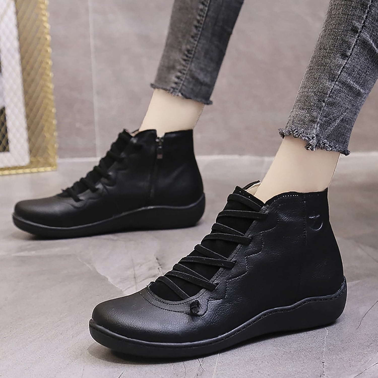 Womens Winter Warm Lined Ankle Boots Ladies Lightweight Two Side Zip Casual Comfort Ankle Boots - Image 7