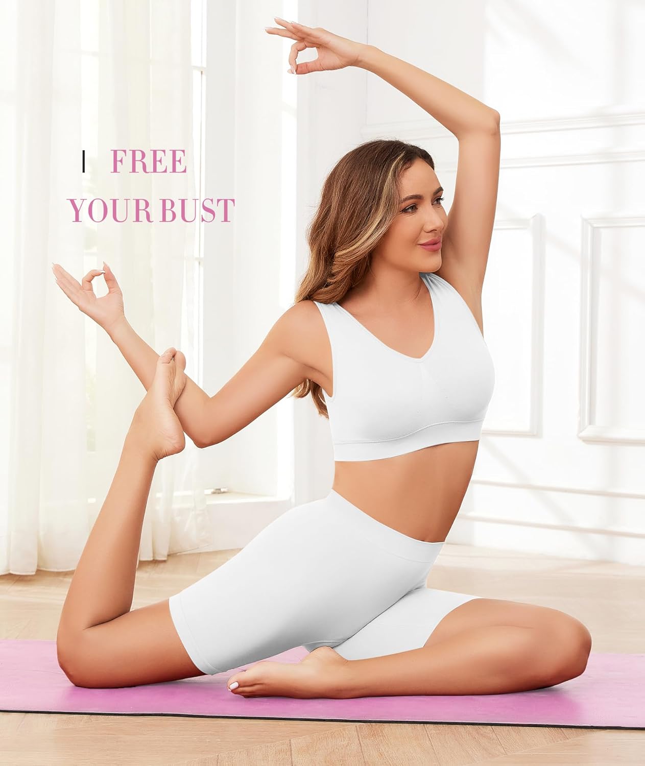 Comfort Bra for Women Sports Bras Crop Top for Yoga Wirefree Bra with Removable Pads for Women Sleep Yoga Daily Wear - Image 4
