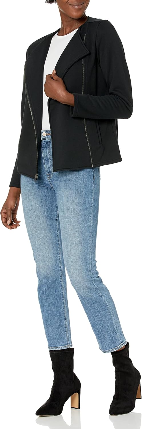 The Drop Women's @caralynmirand Long Sleeve Knit Moto Jacket - Image 4