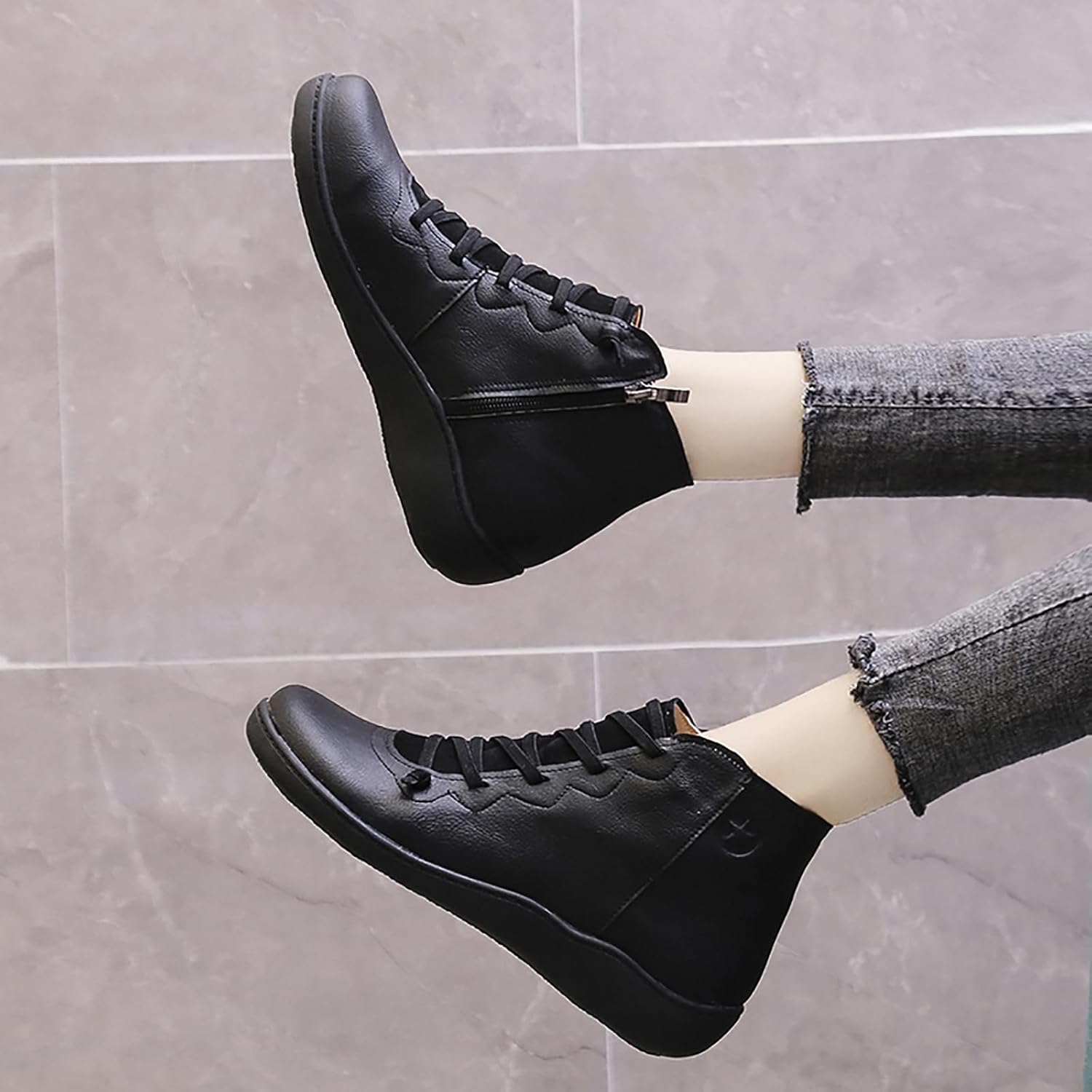 Womens Winter Warm Lined Ankle Boots Ladies Lightweight Two Side Zip Casual Comfort Ankle Boots - Image 6