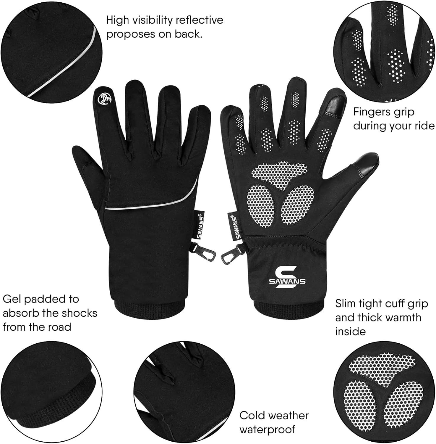 Waterproof & Windproof Thermal Winter Gloves Thinsulate TouchScreen Ski MTB Anti Slip Cycling Snowboarding Padded Palms Mountain Bike Mitts Men Women Driving Sports - Image 3