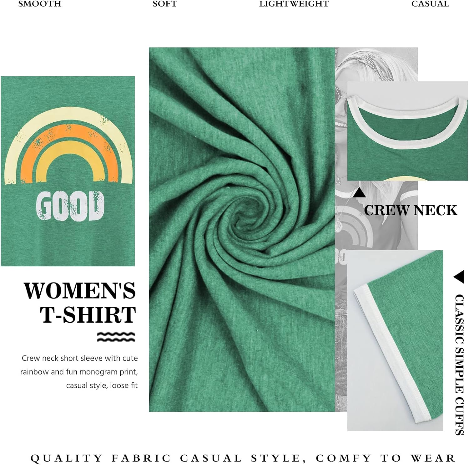 heekpek Women T-Shirt Tops for Women Sunshine Letter Printed Tops Fashion Tops Ladies Blouse T-Shirt Casual Loose Short Sleeve Shirt Summer Tops - Image 4