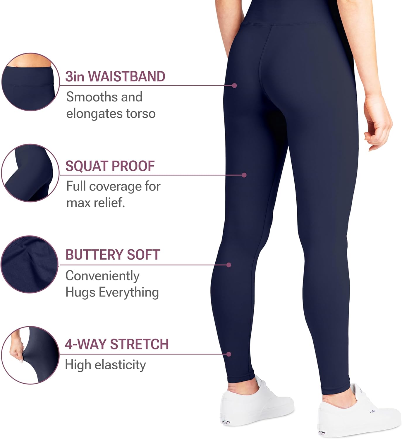 SATINA High Waisted Leggings for Women - Ladies Stretchy Gym and Yoga Leggings, Women's Workout Pants for Comfortable All Day Wear - Image 6