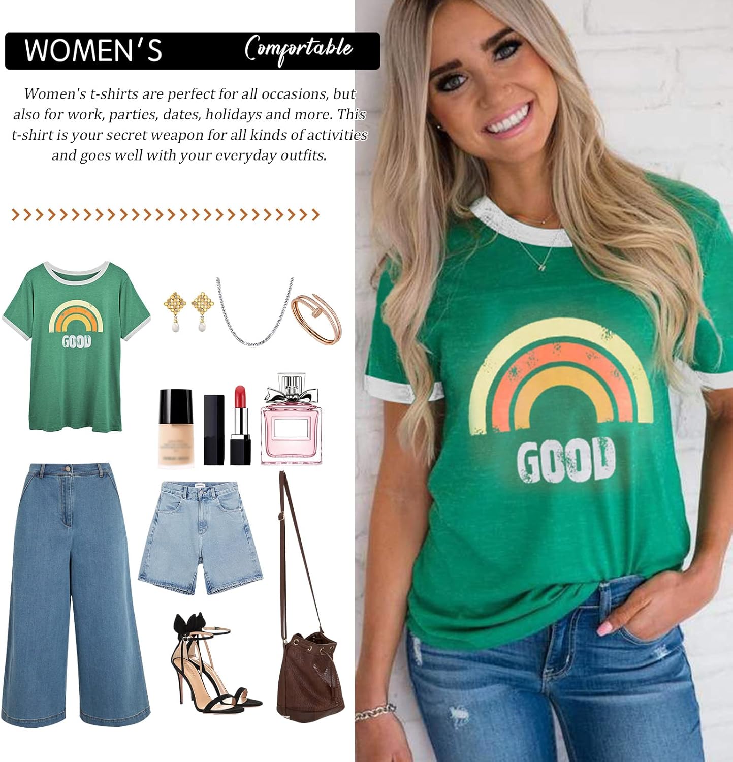 heekpek Women T-Shirt Tops for Women Sunshine Letter Printed Tops Fashion Tops Ladies Blouse T-Shirt Casual Loose Short Sleeve Shirt Summer Tops - Image 5