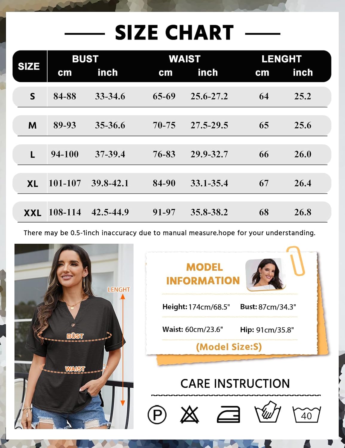 Women T-Shirts Short Sleeve V Neck Button Tops Ladies Summer Blouse Shirts Casual Loose Tee - Image 6