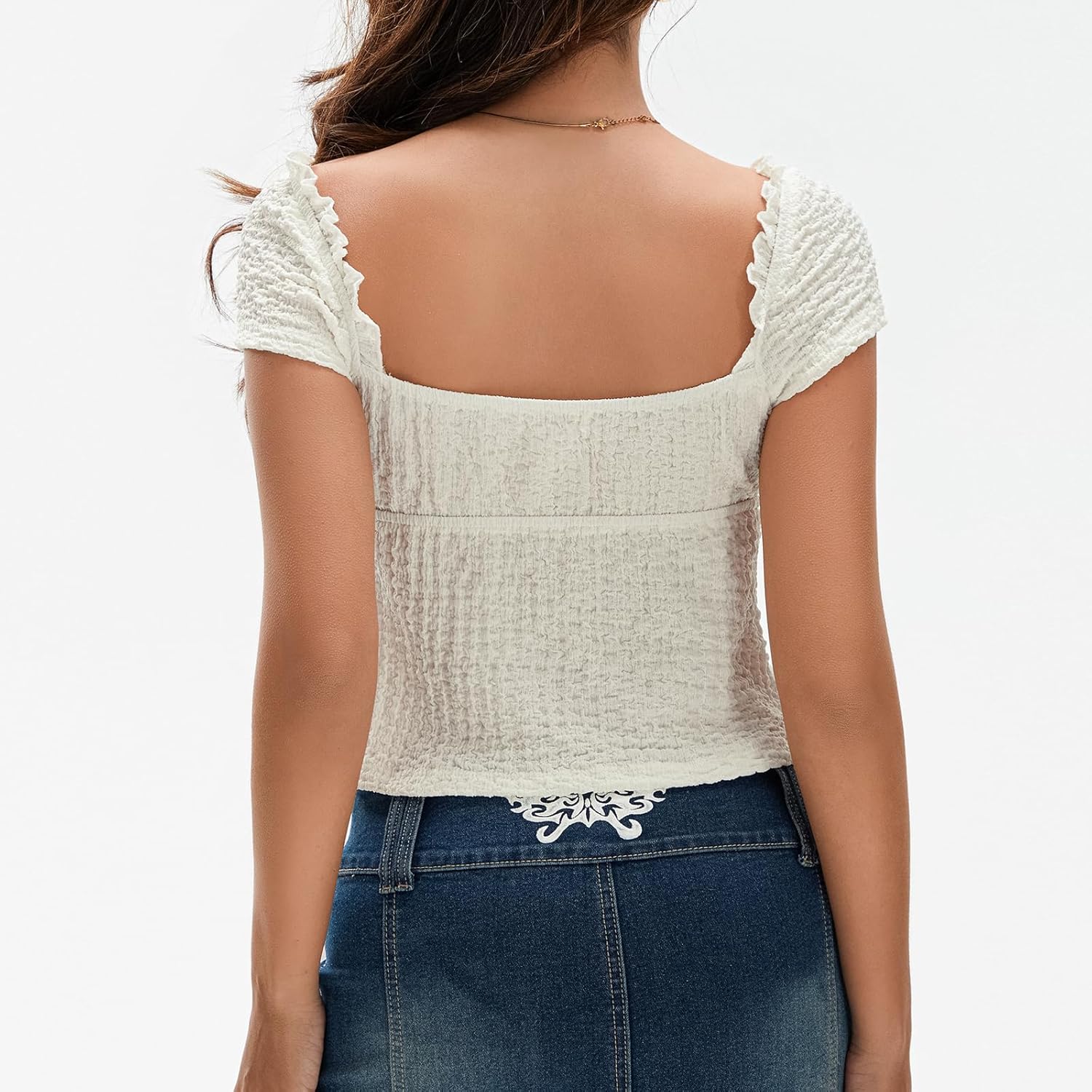 Beauace Crop Tops for Women Short Sleeve V Neck Tie-up Tops Summer Going Out Tops for Teen Girls - Image 6