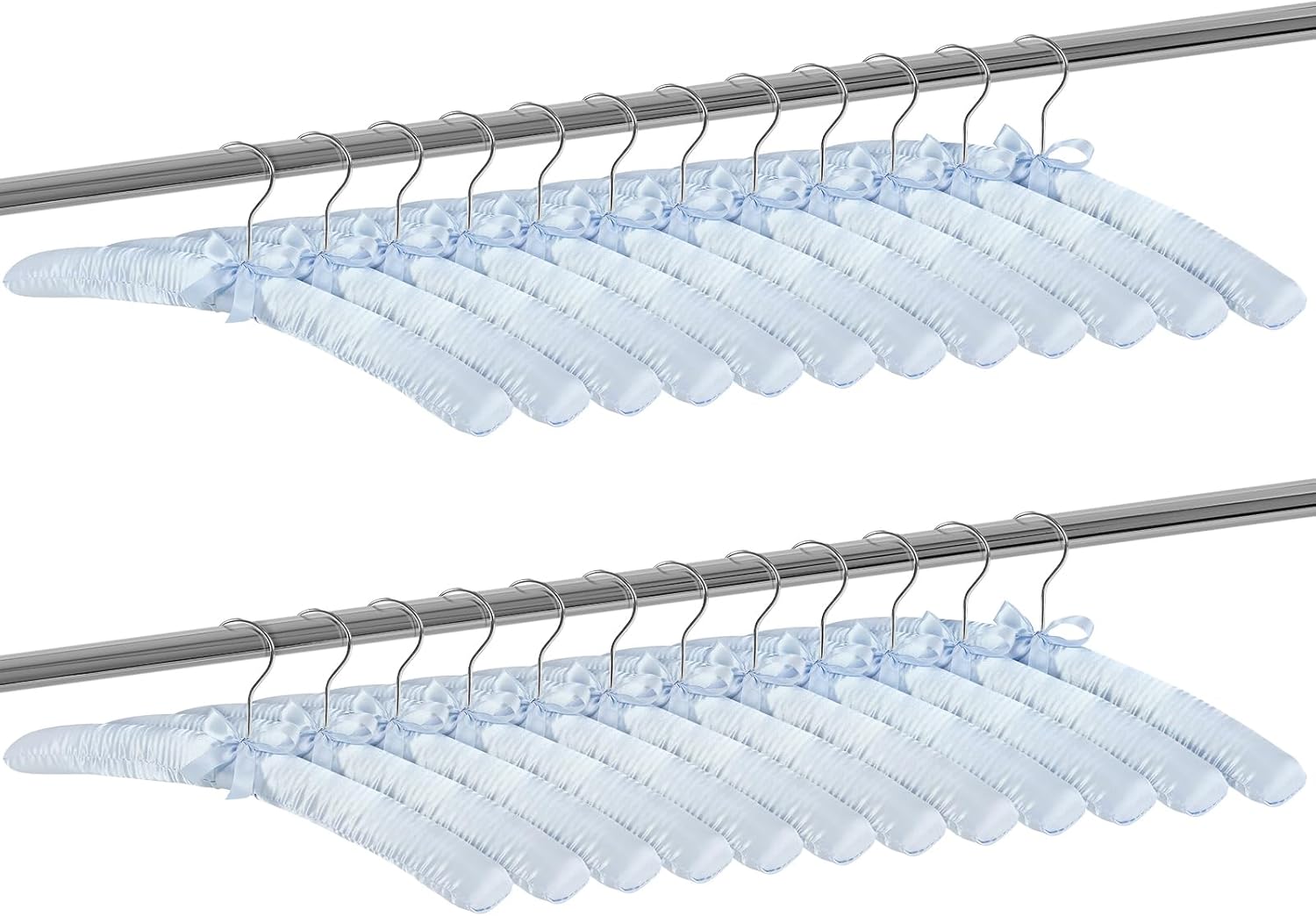 Jetec 12 Pieces Satin Padded Hangers with 360° Swiveling Hook Sponge Shoulder Pads Hanger for Coat, Sweaters, Blouse, Wedding Dress, Women Cloths (Light Blue) - Image 5