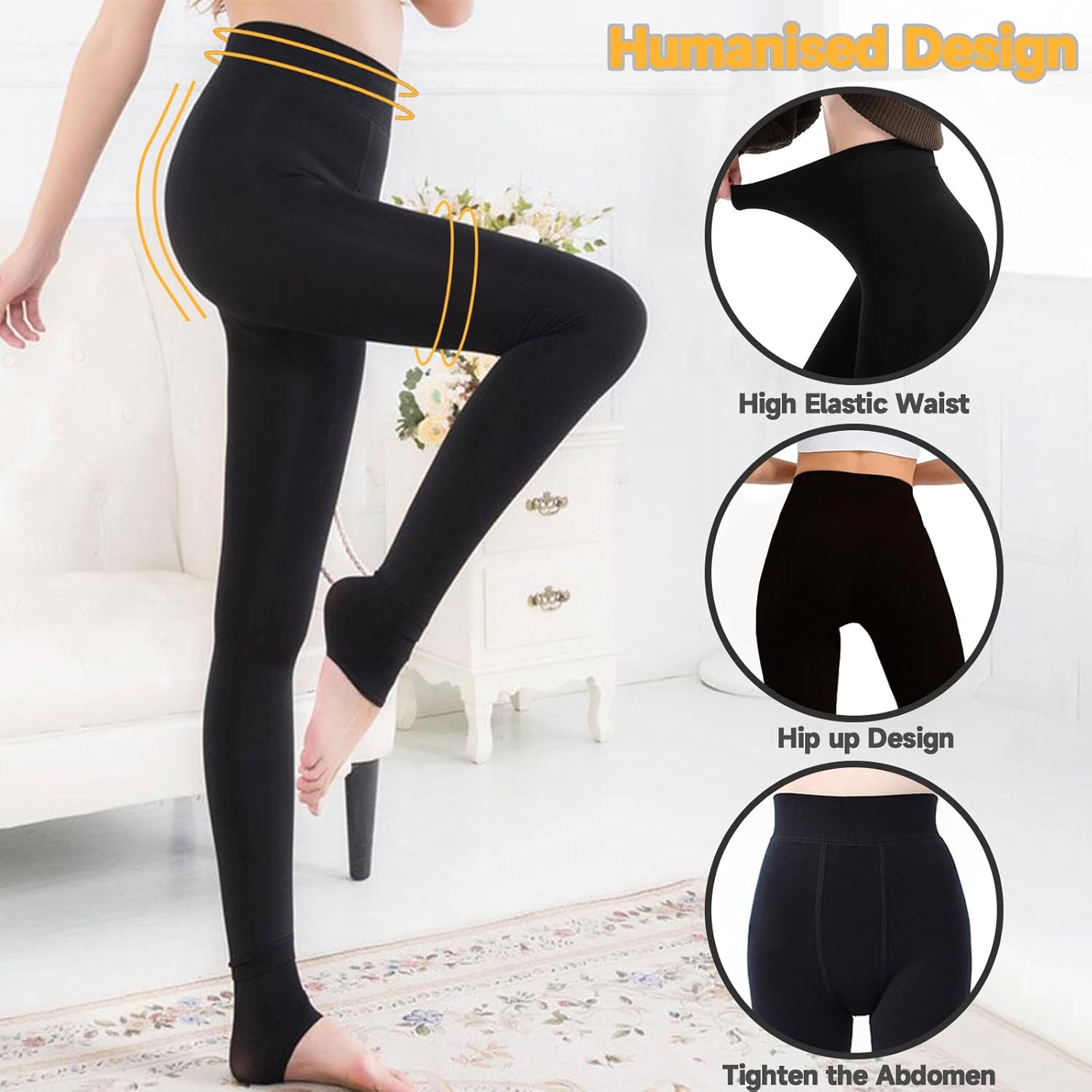 Thermal Leggings Women, Thick Soft High Waisted Tummy Control Bright Velvet Lined Pants for Ladies Cold Winter Snow Warm - Image 4