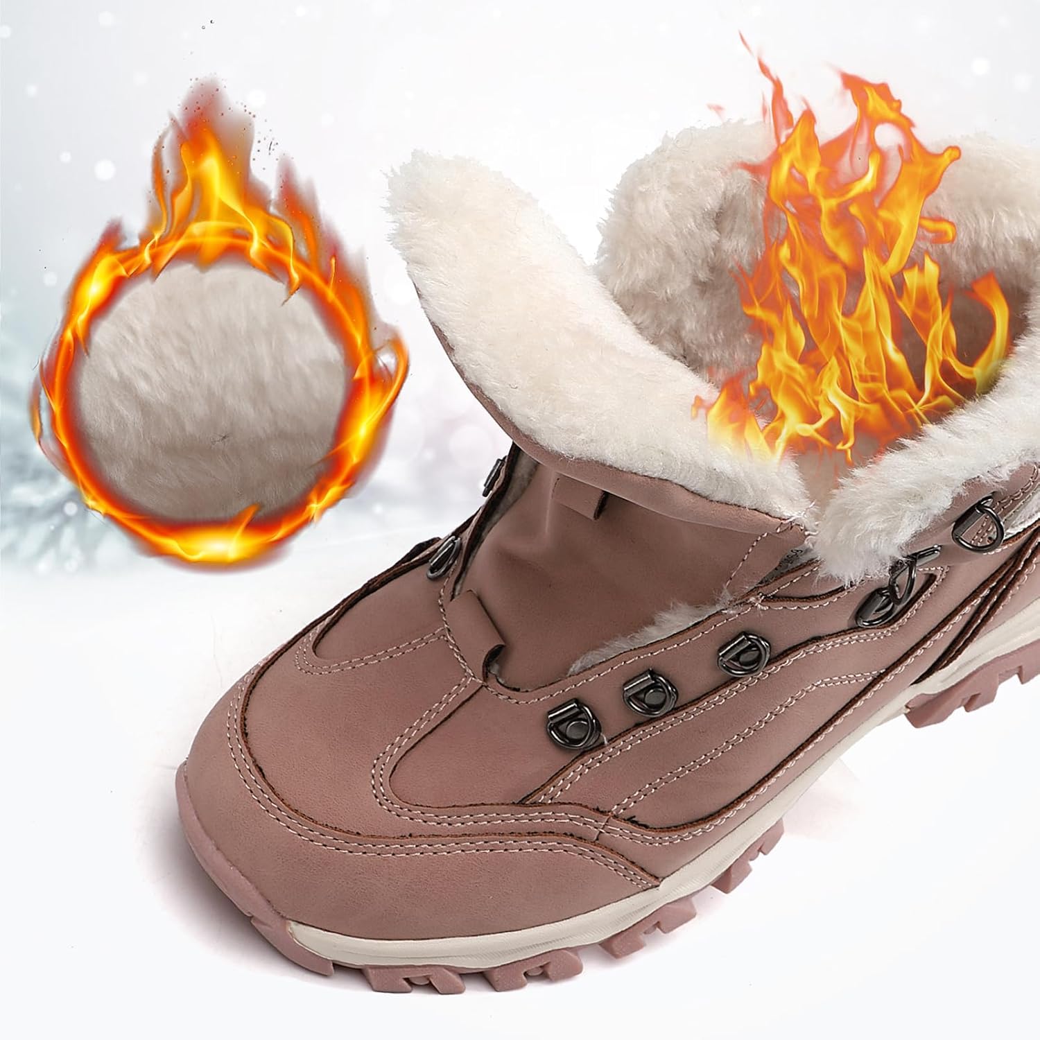 TARELO Winter Boots Women Snow Boots Warm Fur Lined Ankle Anti-Slip Walking Shoes Hiking Outdoors Size 4-7 - Image 7