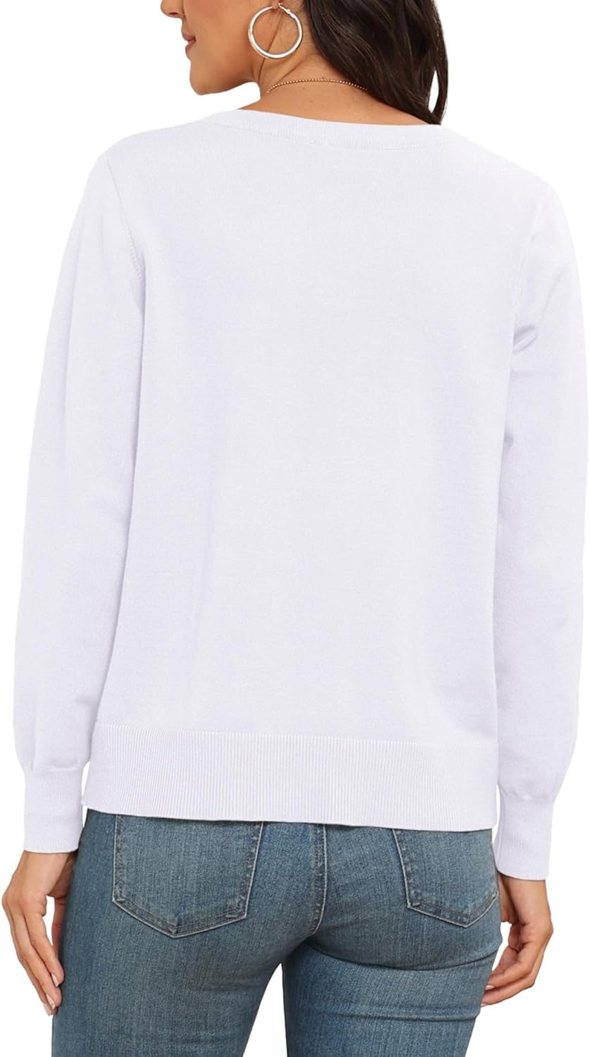 PrinStory Cardigans for Women Crewneck Knit Casual Cardigan Jumper Button Down Classic Knitwear Tops - Image 7