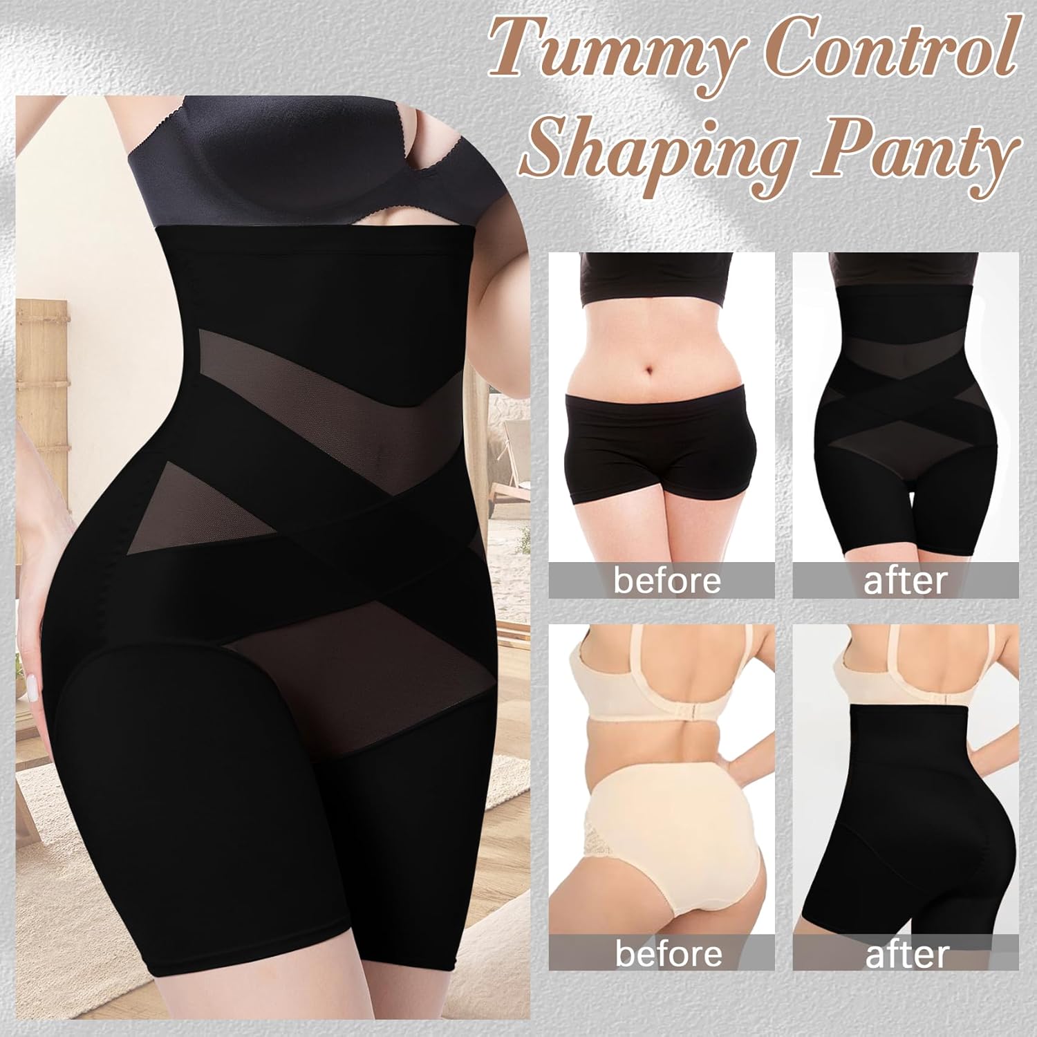 ONEW Tummy Control Knickers Women High Waisted Shapewear Shorts Waist Trainer Body Shaper Butt Lifter Shaping Underwear - Image 4