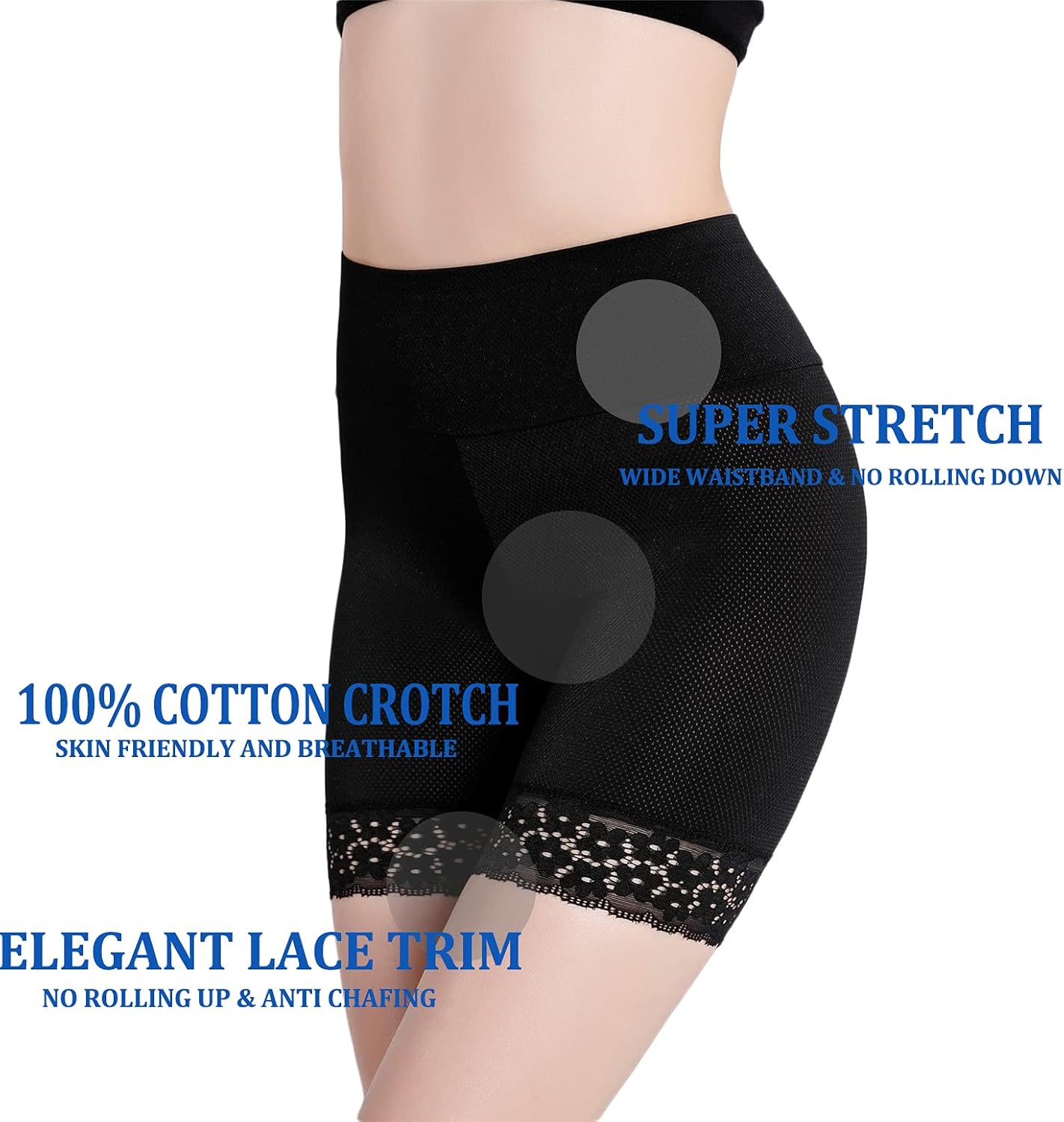Women's Anti Chafing Slip Shorts Yoga Shorts Lace Long Leg Boyshorts Panties for Under Dress 3 Pack - Image 5