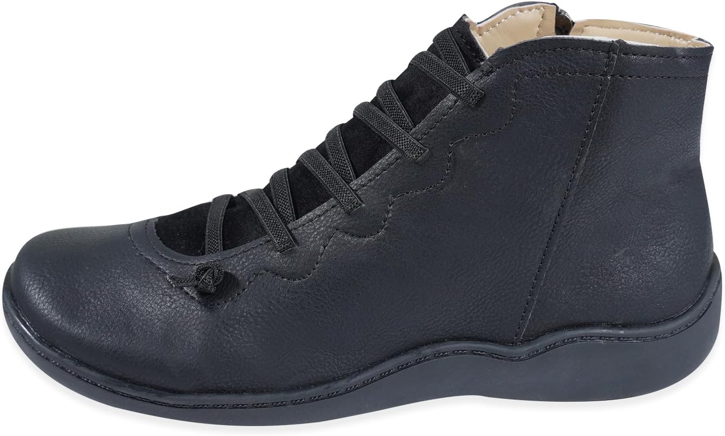 Womens Winter Warm Lined Ankle Boots Ladies Lightweight Two Side Zip Casual Comfort Ankle Boots - Image 3