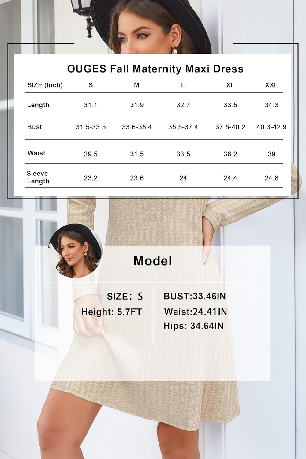 OUGES Jumper Dress Knitted Dresses for Women UK Autumn Long Sleeve Midi Sweater A-Line Casual Jumpers for Winter - Image 8