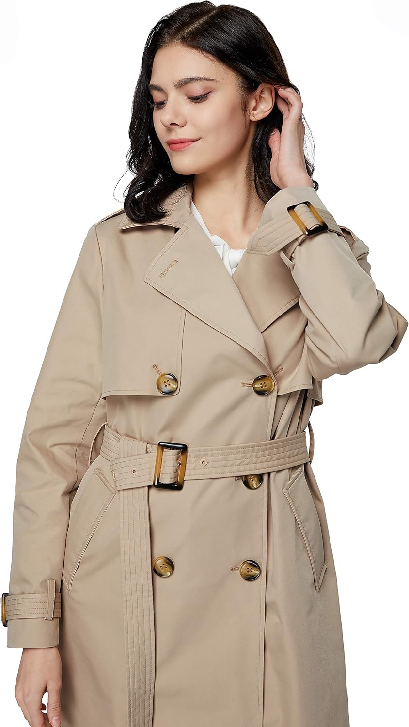 Orolay Long Trench Coat for Women with Belt Lightweight Double-Breasted Duster Trench Coat Slim Fit - Image 5
