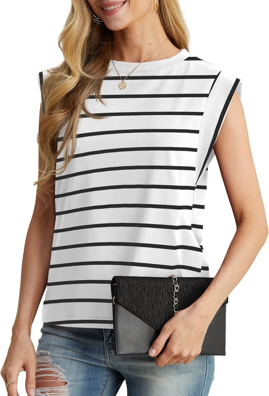 GRECERELLE Womens Cotton T Shirts Cap Sleeves Loose Fit Basic Ladies Tops for Casual Comfort Soft Crew Neck Summer Tees - Image 7