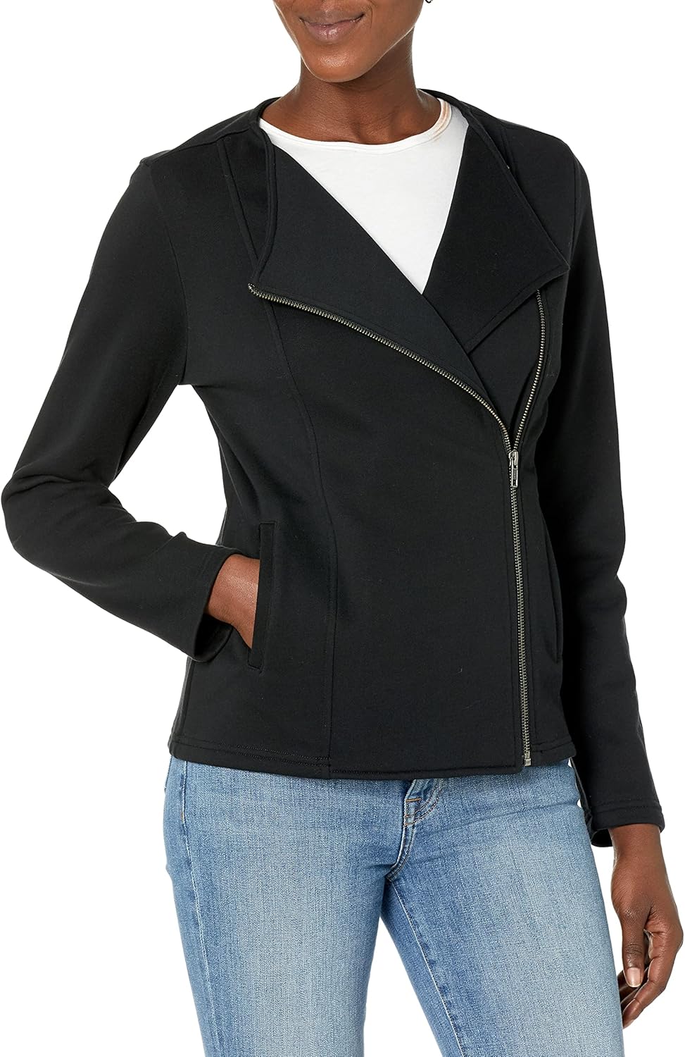 The Drop Women's @caralynmirand Long Sleeve Knit Moto Jacket - Image 2