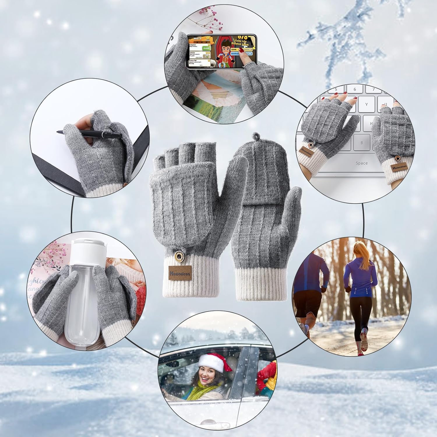 Homealexa Winter Gloves Touchscreen Gloves Knitted Finger Gloves Sport Warm and Windproof Winter Gloves for Skiing Cycling and Texting Suitable for Men and Women - Image 7