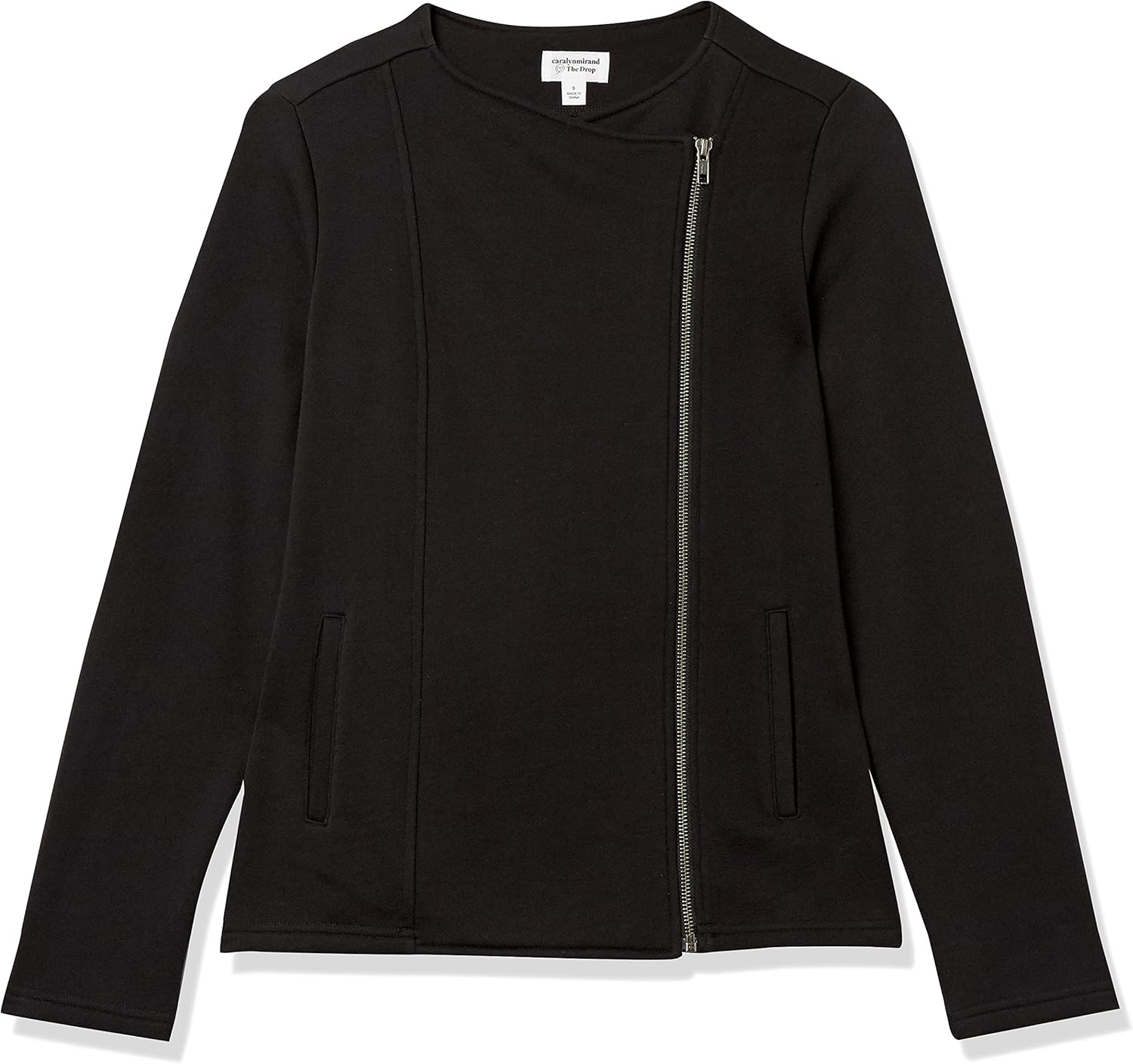 The Drop Women's @caralynmirand Long Sleeve Knit Moto Jacket - Image 7