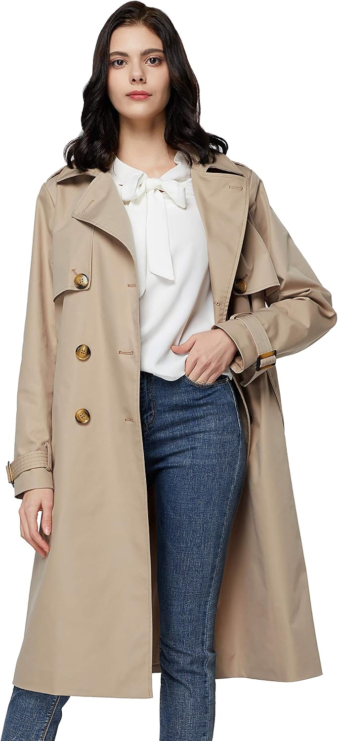 Orolay Long Trench Coat for Women with Belt Lightweight Double-Breasted Duster Trench Coat Slim Fit - Image 4