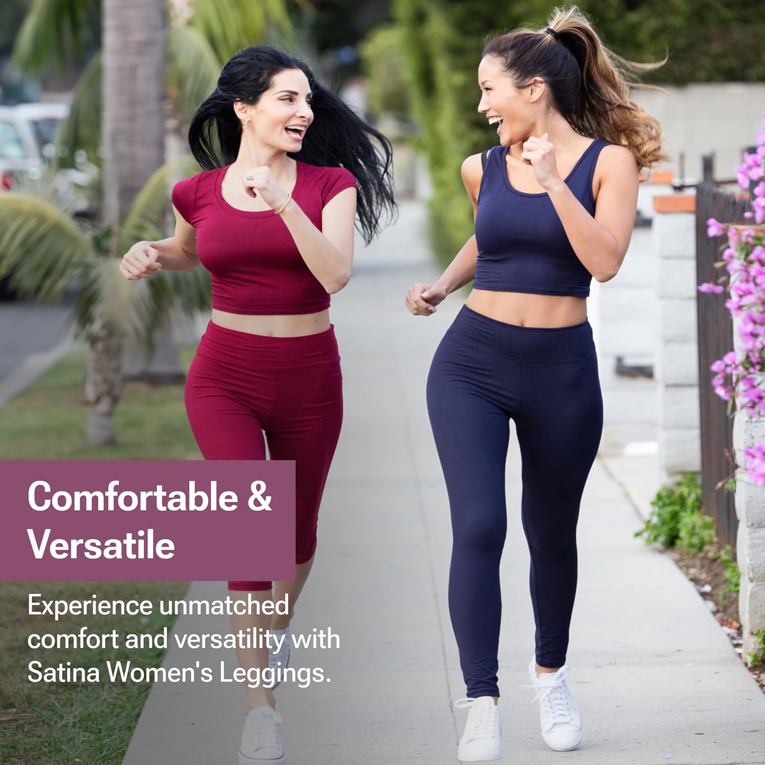 SATINA High Waisted Leggings for Women - Ladies Stretchy Gym and Yoga Leggings, Women's Workout Pants for Comfortable All Day Wear - Image 3