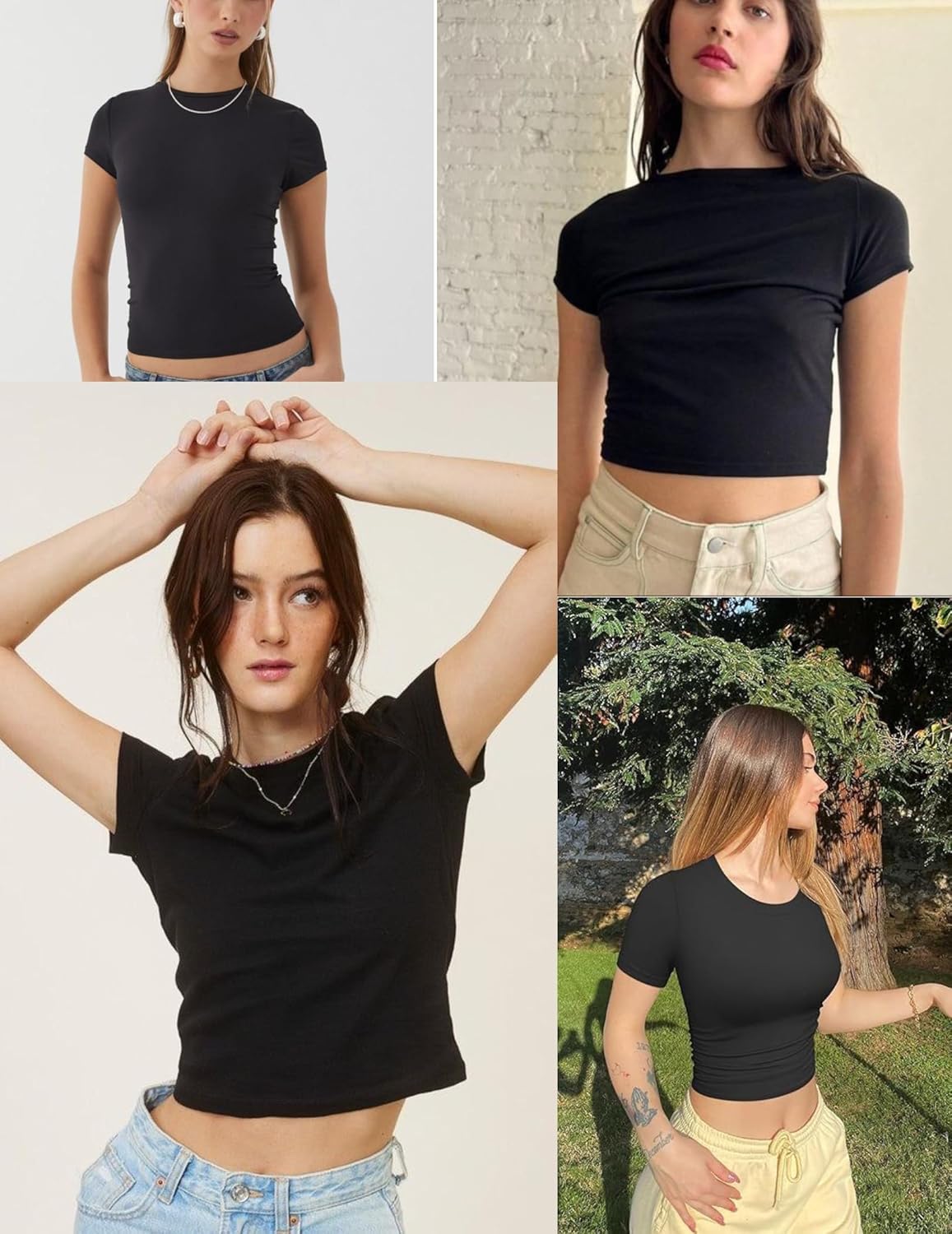 Zeagoo Women's Tops Short Sleeve Basic Top Summer Tight Y2K Top Casual Solid Crop Tops Crew Neck Slim Fit Tee Shirts XS-XXL - Image 6