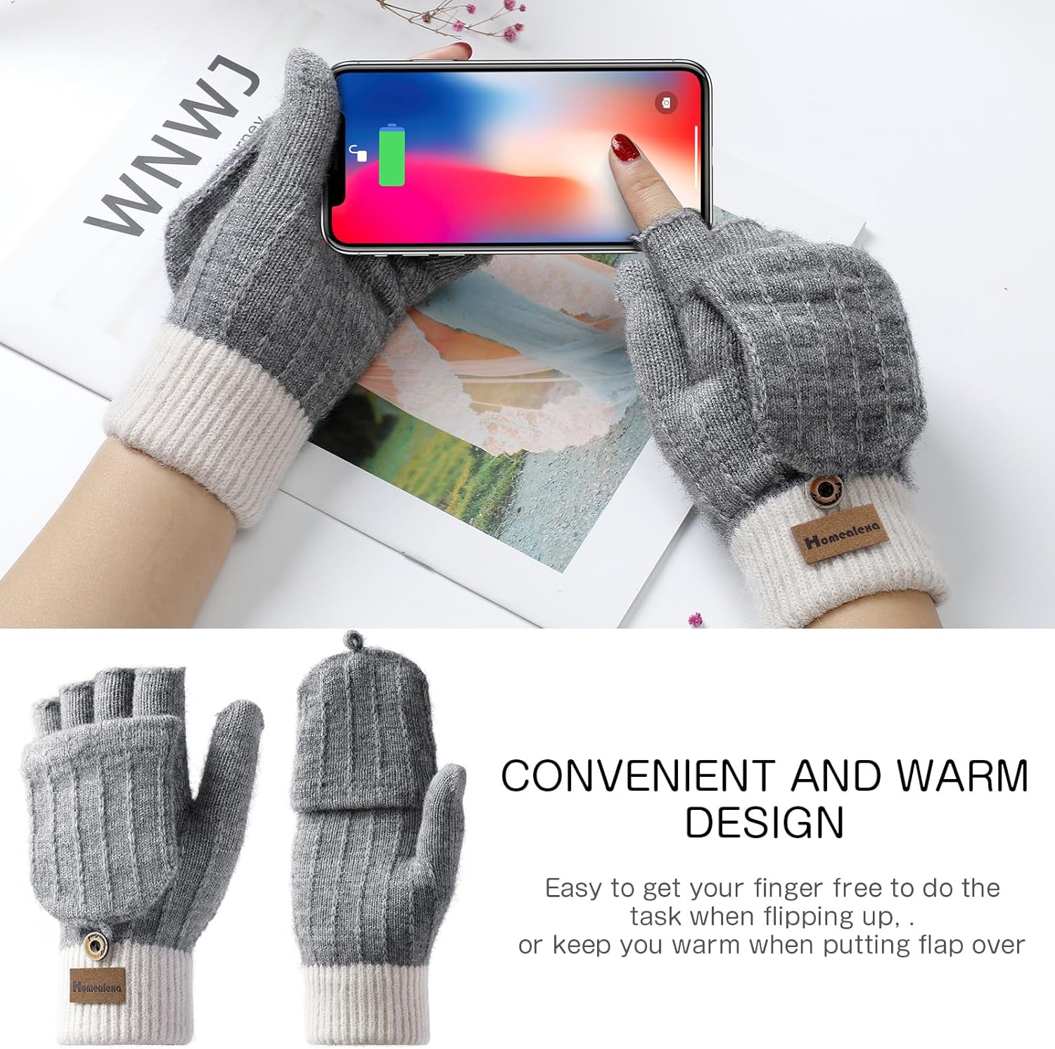 Homealexa Winter Gloves Touchscreen Gloves Knitted Finger Gloves Sport Warm and Windproof Winter Gloves for Skiing Cycling and Texting Suitable for Men and Women - Image 3