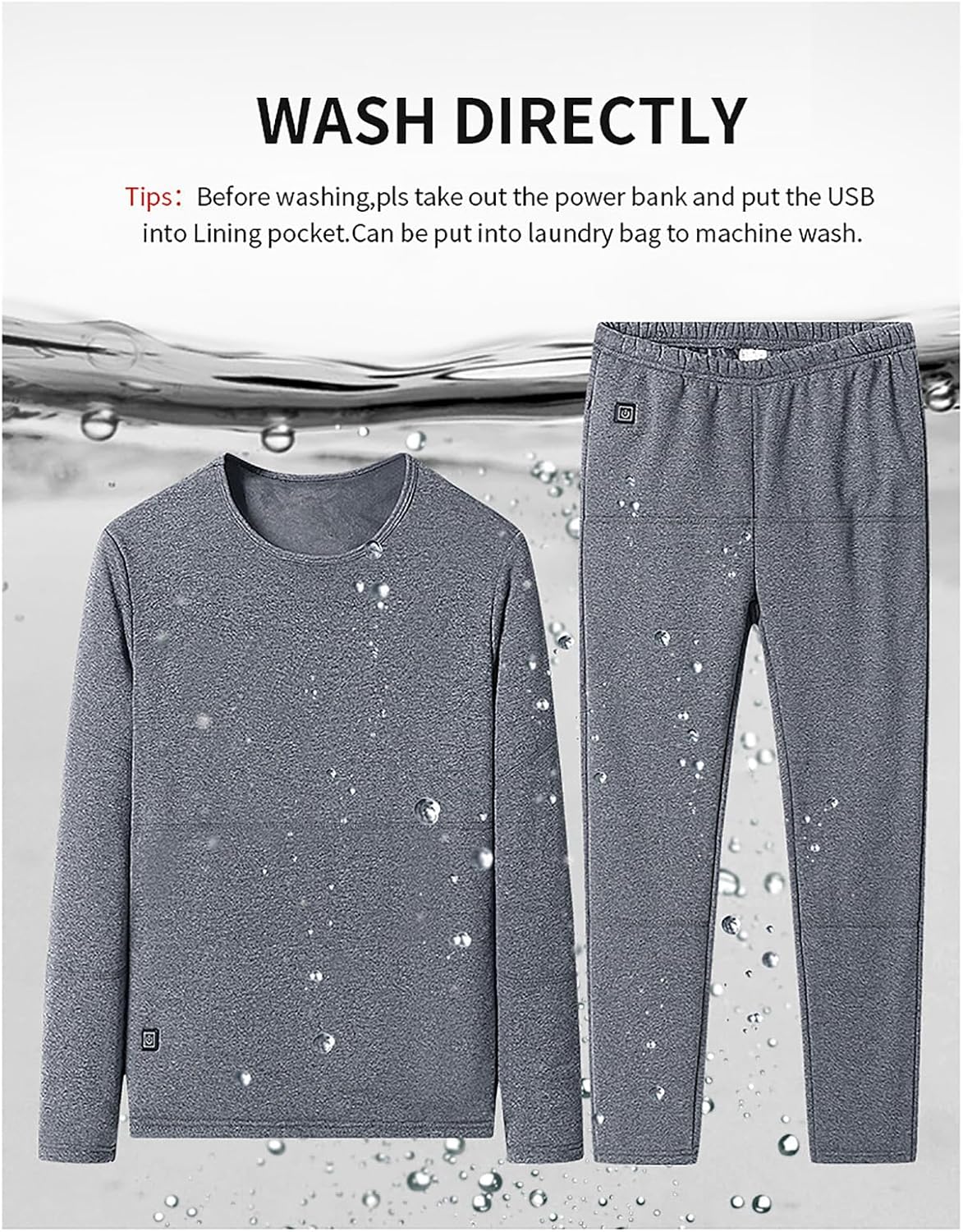 Heating Thermal Underwear, 22 Areas USB Electric Thermal Long Underwear Set Shirts and Pants, Snow Leggings for Women - Image 7