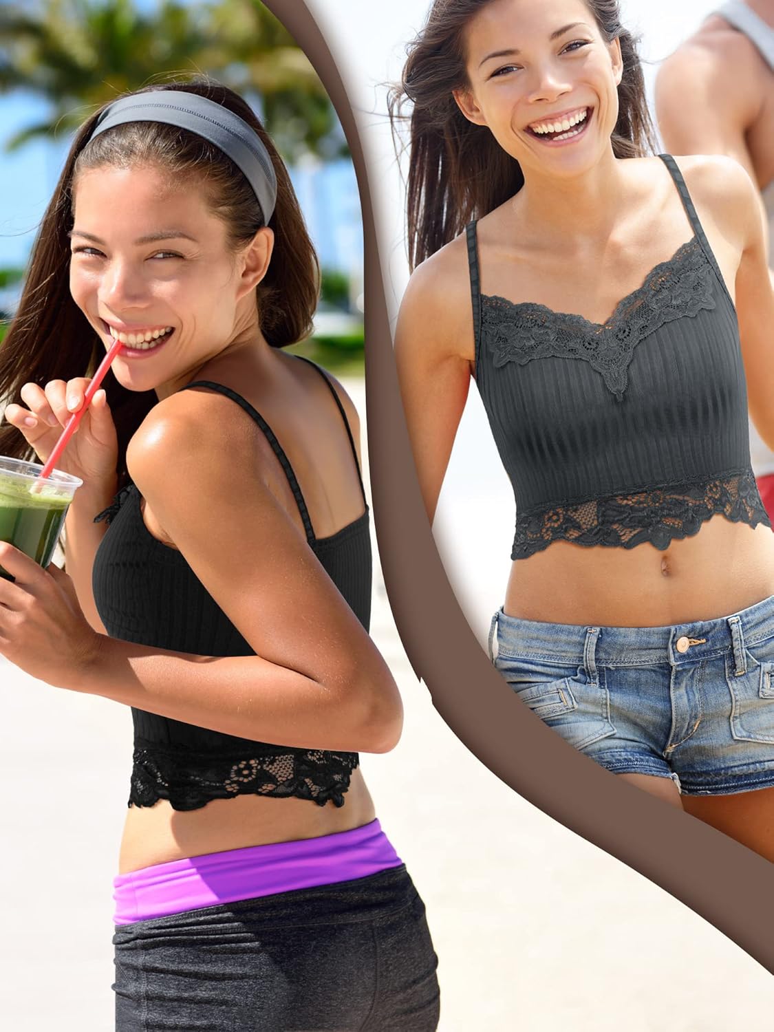 Bencailor 4 Pcs Lace Y2k Tank Tops Fairy Grunge Clothes Y2k Crop Tops Lace Patchwork Tops Cami Ribbed Knitted Tank Tops for Women - Image 6