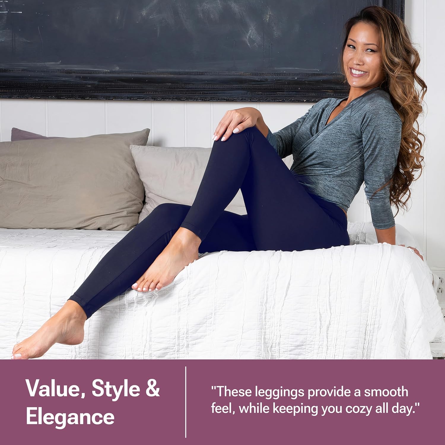 SATINA High Waisted Leggings for Women - Ladies Stretchy Gym and Yoga Leggings, Women's Workout Pants for Comfortable All Day Wear - Image 5