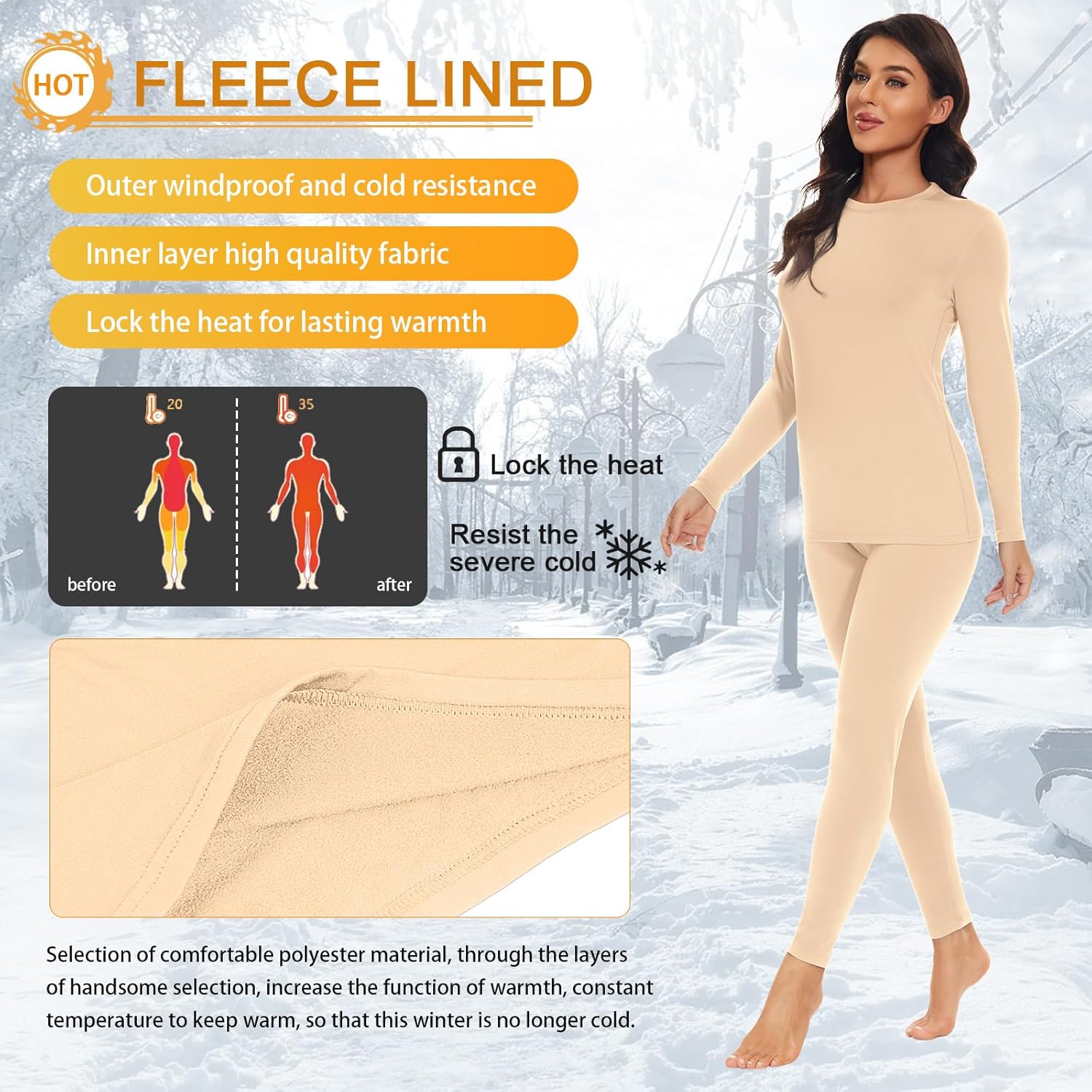 SIMIYA Women Thermal Underwear Set Base Layer Long Sleeve Top Ultra Soft Long Johns Fleece Lined Thermals Leggings for Winter Workout - Image 4