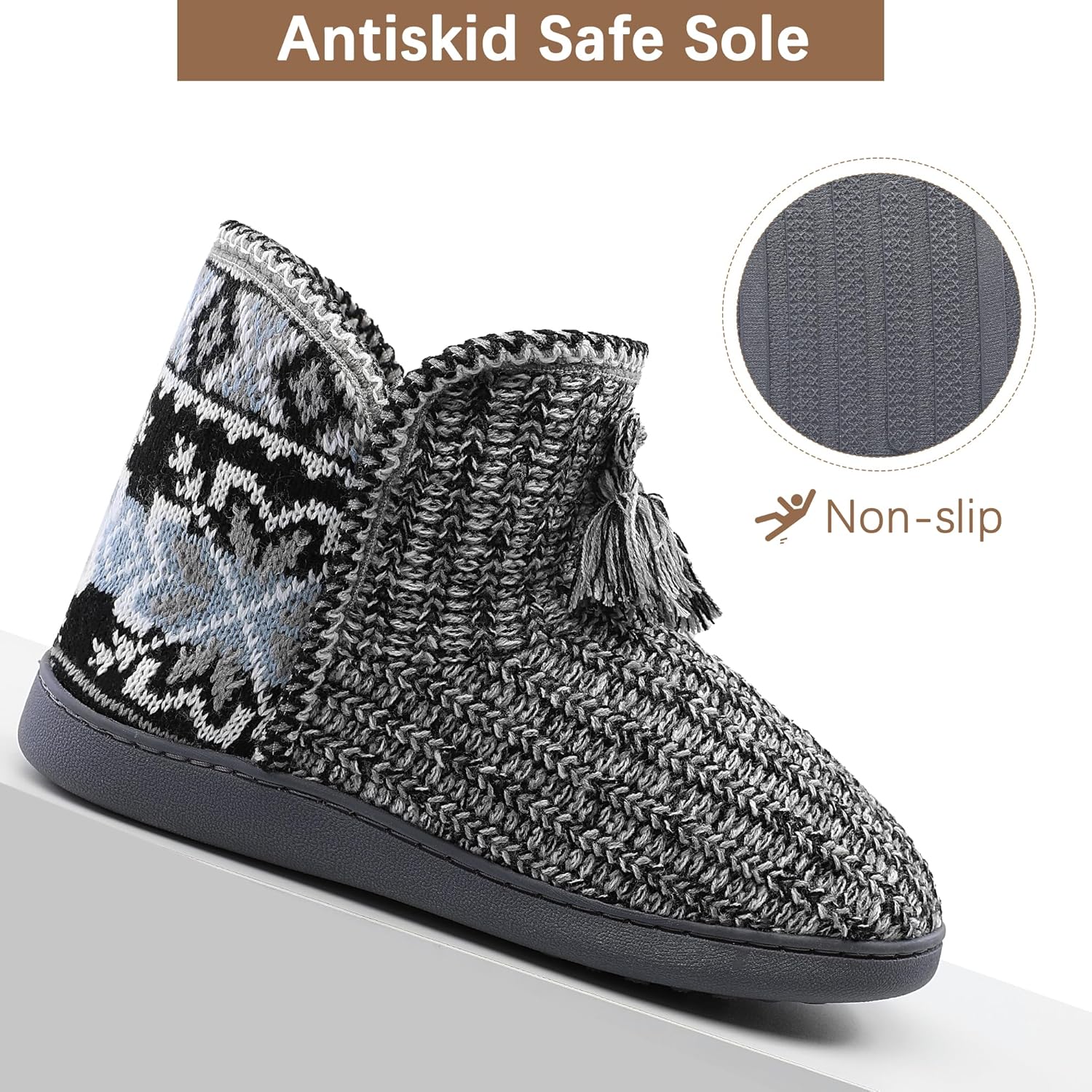 MIXIN Womens Cozy Bootie Slippers Winter Anti-Slip Home Slippers Boots Indoor Outdoor Shoes - Image 6